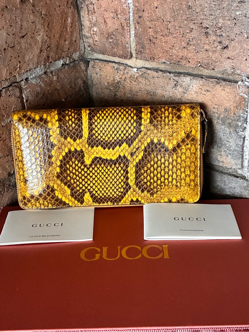 Gucci python zip around Continental wallet yellow exotic full inc ltd ed ECU - Picture 3 of 17